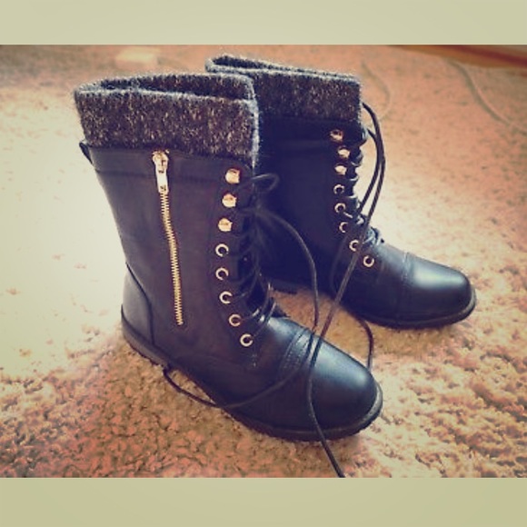 knit cuff combat boots